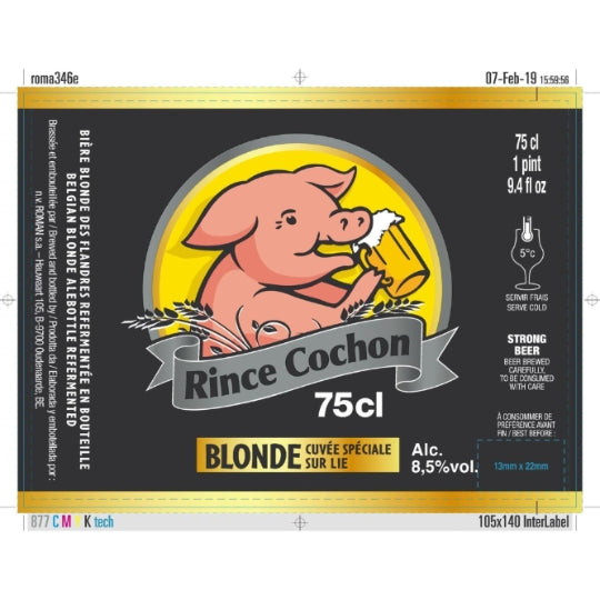 RINCE COCHON Bière Blonde Cuvée Spéciale sur Lie 8.5% 75cl