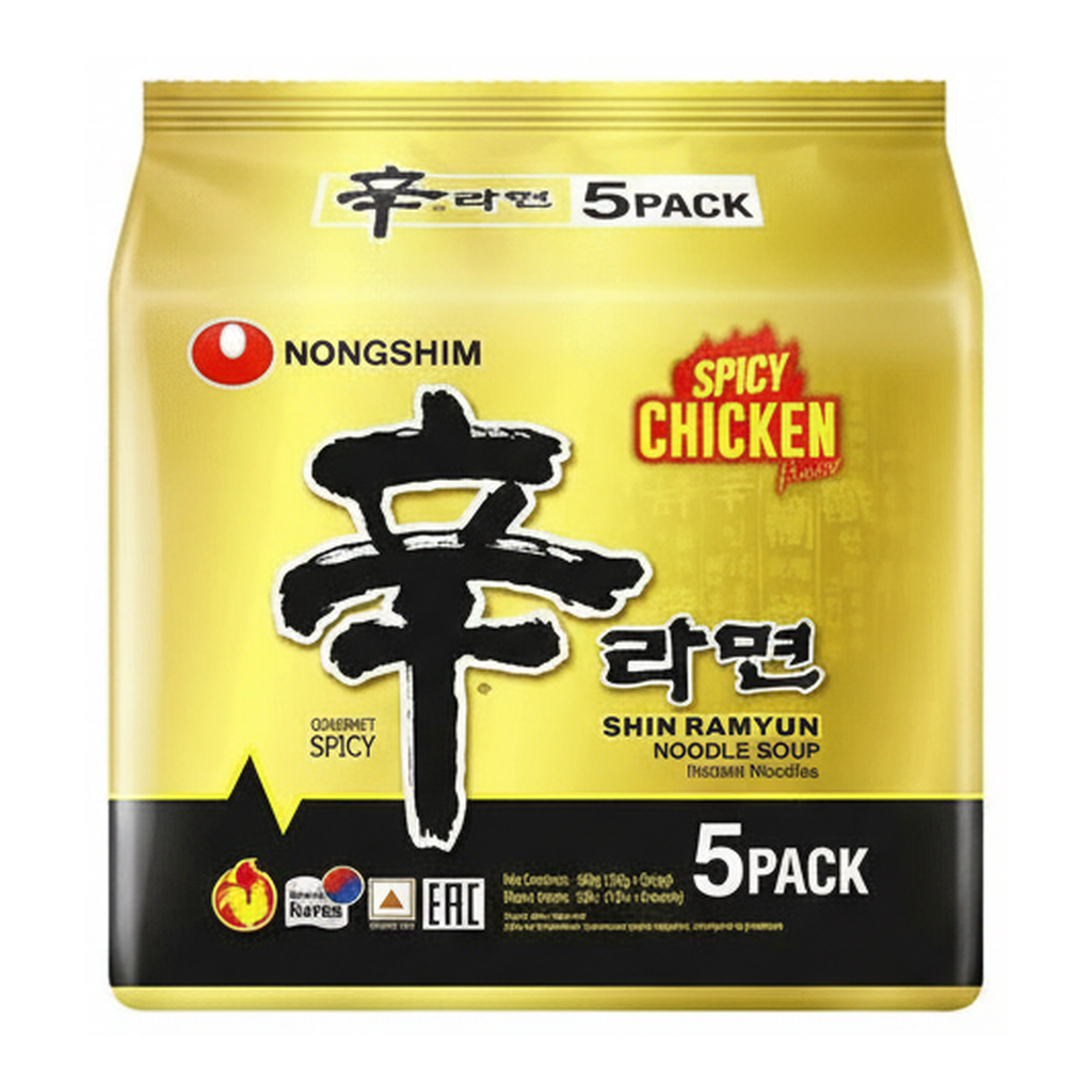 Nongshim Shin Ramyun Nouilles instantanées au poulet épicé - 5 x 120 g