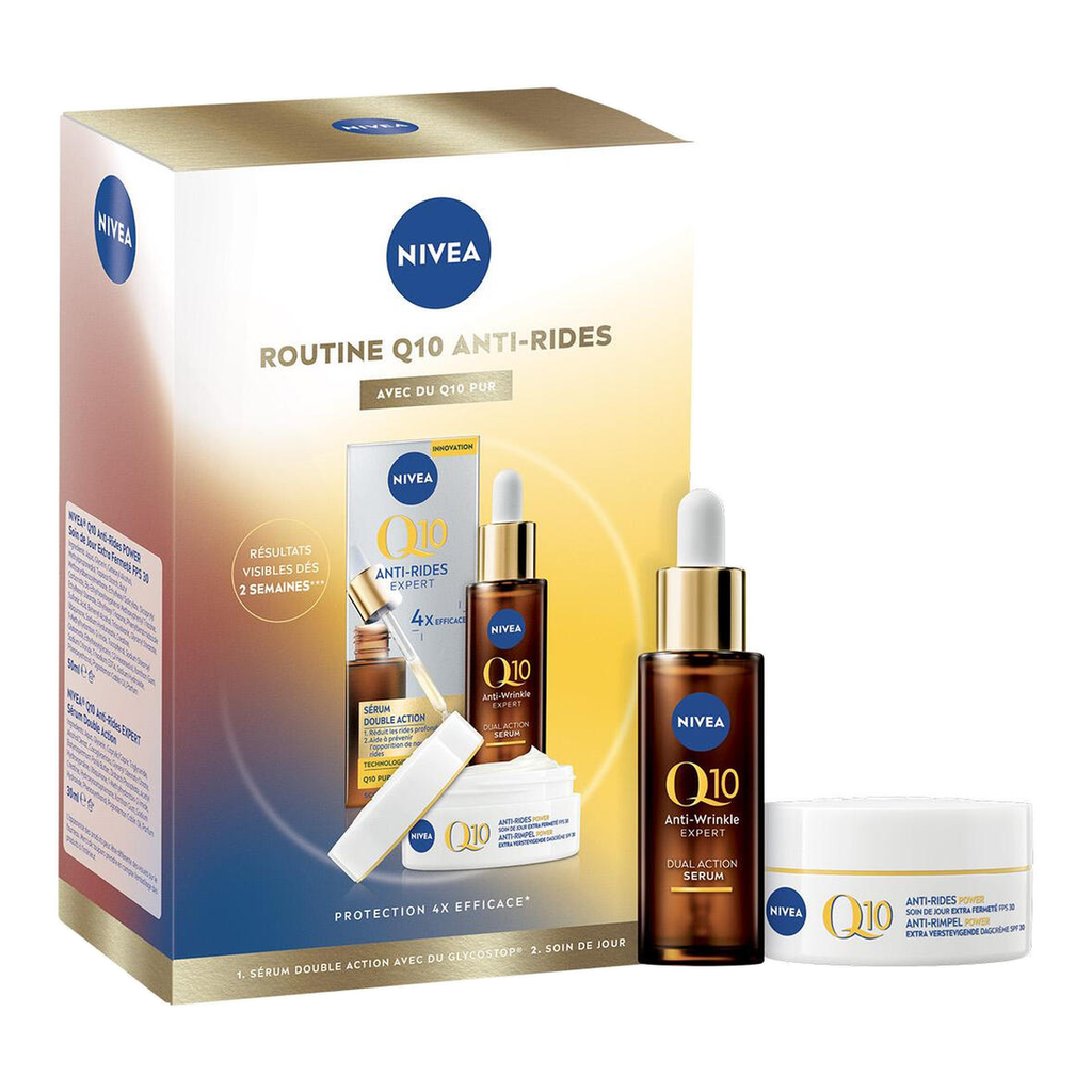 NIVEA Coffret Duo Visage Q10 Anti-Rides Expert Sérum Double Action + Soin Jour SPF30