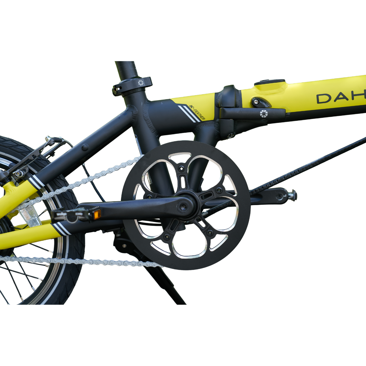 DAHON K-Feather Vélo électrique pliant avec moteur de moyeu arrière et batterie 24 V 5 Ah, pneu 16" x 1,5" - Jaune