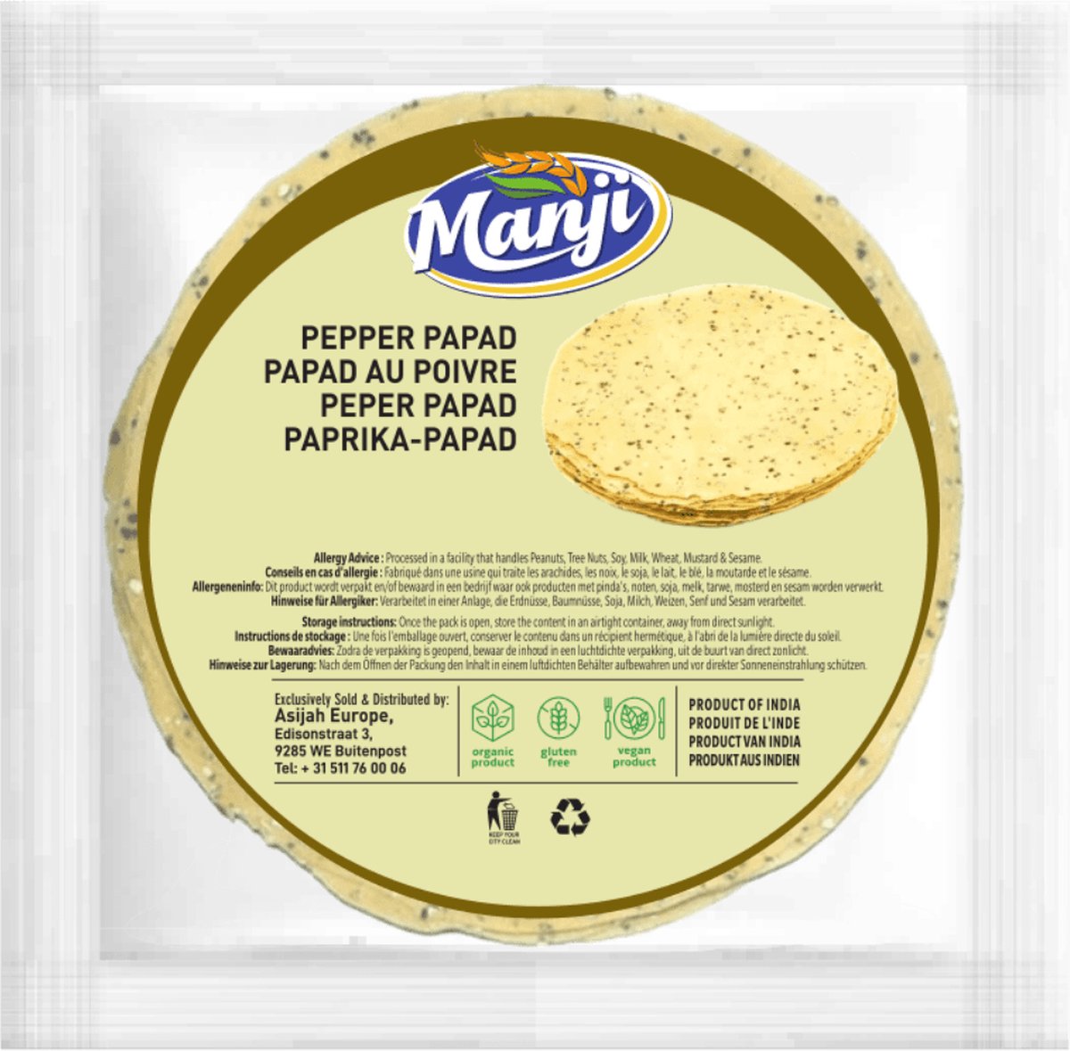 Papad au poivre, saveur originale, 100 g