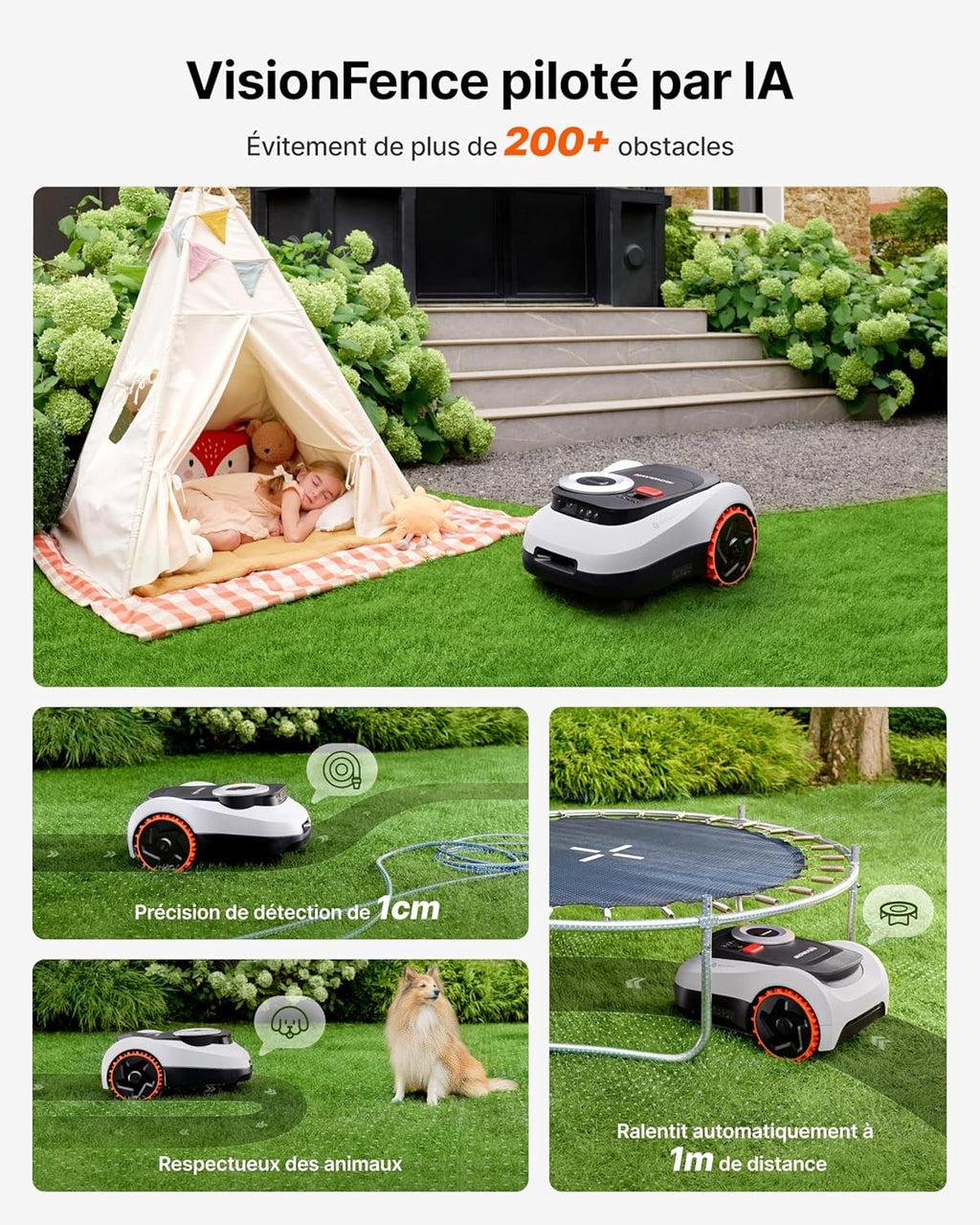 Segway Navimow i215 LiDAR Robot tondeuse pour 1500m² avec Garage M, pentes de 45%, LiDAR à semi-conducteurs et Vision, cartographie automatique, sans fil, sans antenne