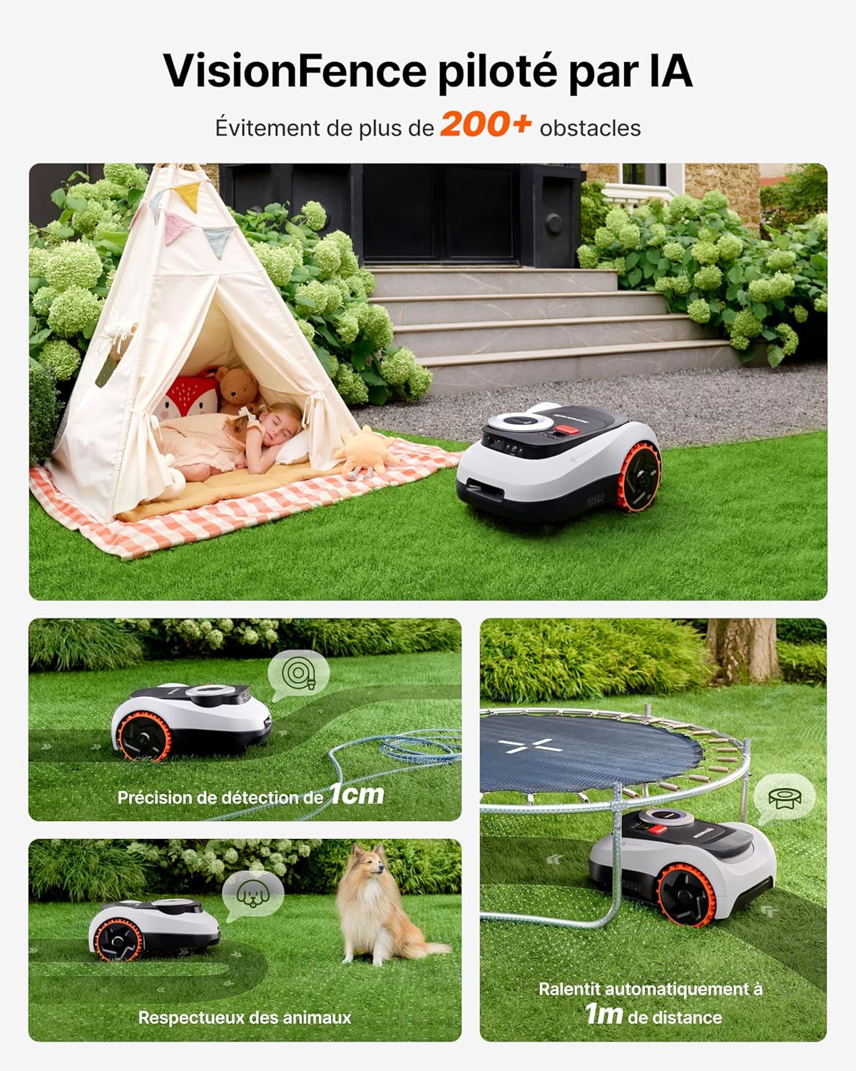 Segway Navimow i215 LiDAR Robot tondeuse pour 1500m² avec Garage M, pentes de 45%, LiDAR à semi-conducteurs et Vision, cartographie automatique, sans fil, sans antenne
