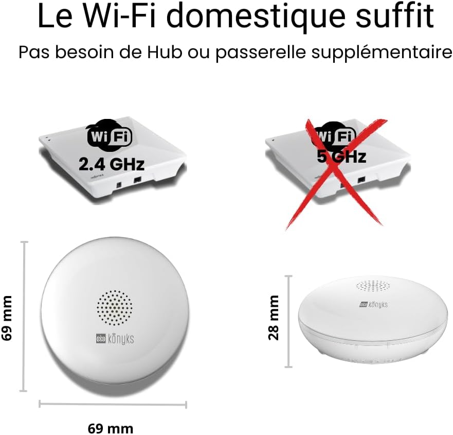 Konyks Osafe Détecteur d'inondation et fuites d'eau Wi-Fi