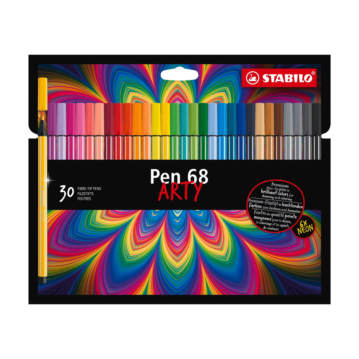 STABILO Pen 68 ARTY Coffret de 30 stylos-feutres de qualité premium à pointe fine