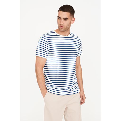 Resteröds T-shirt en bambou à rayures bleues et blanches, taille S