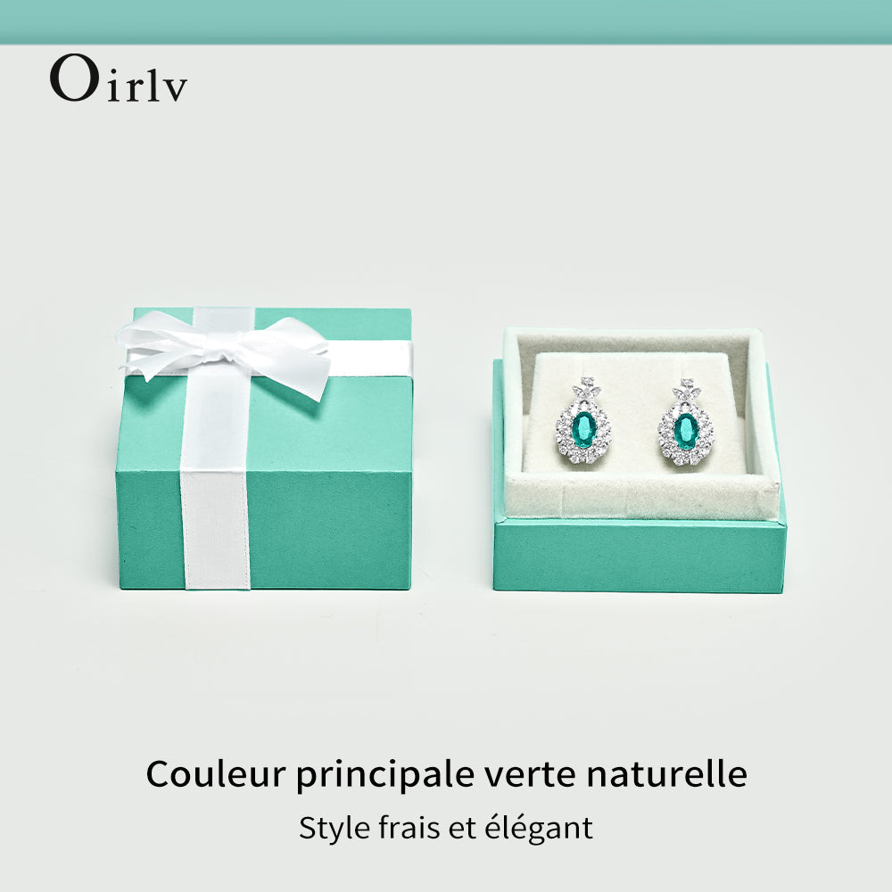 Oirlv Coffret cadeau de bijoux en vert menthe de luxe avec ruban pour bague, boucle d'oreille, collier et bracelet