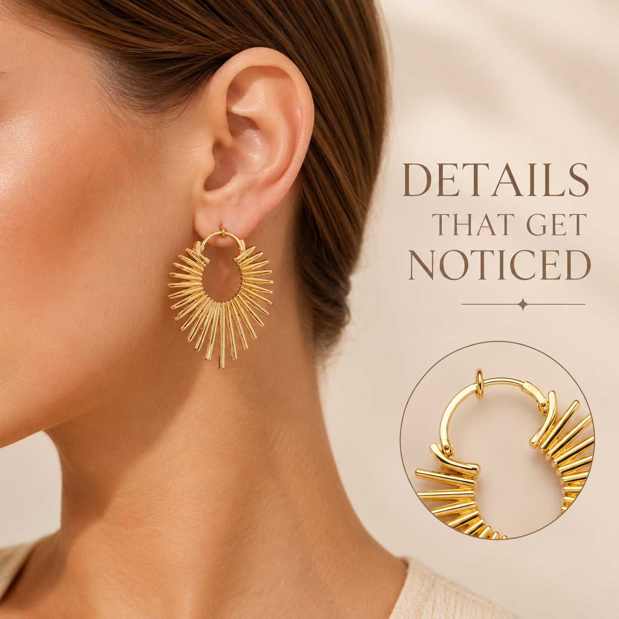 VoxorAI Boucles d'oreilles puces tournesol dorées style européen et américain, toutes saisons