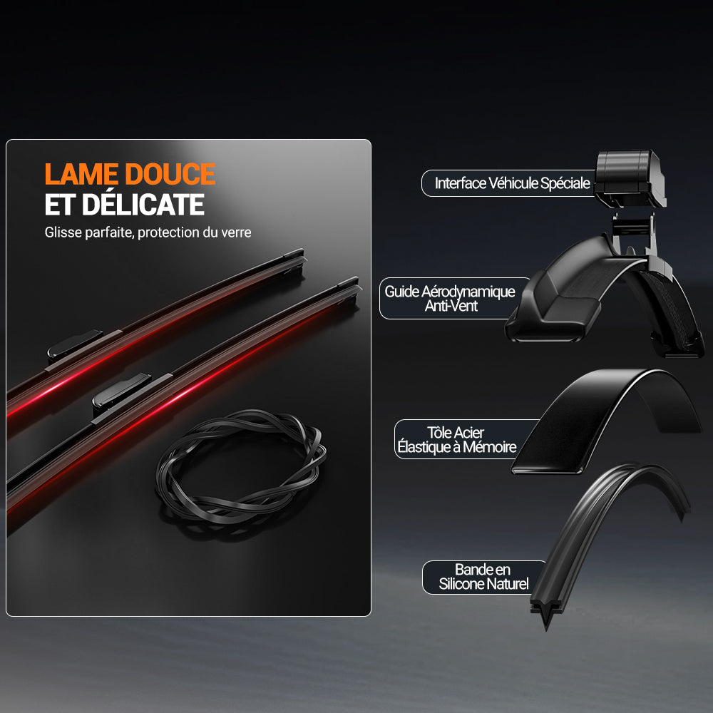 LECIBUBI Essuie-glaces pour Mini Cooper R56/F55/F56, Mini Cabrio, Fiat 124 Spider avec crochet U, équipement d'origine - 475 mm + 450 mm