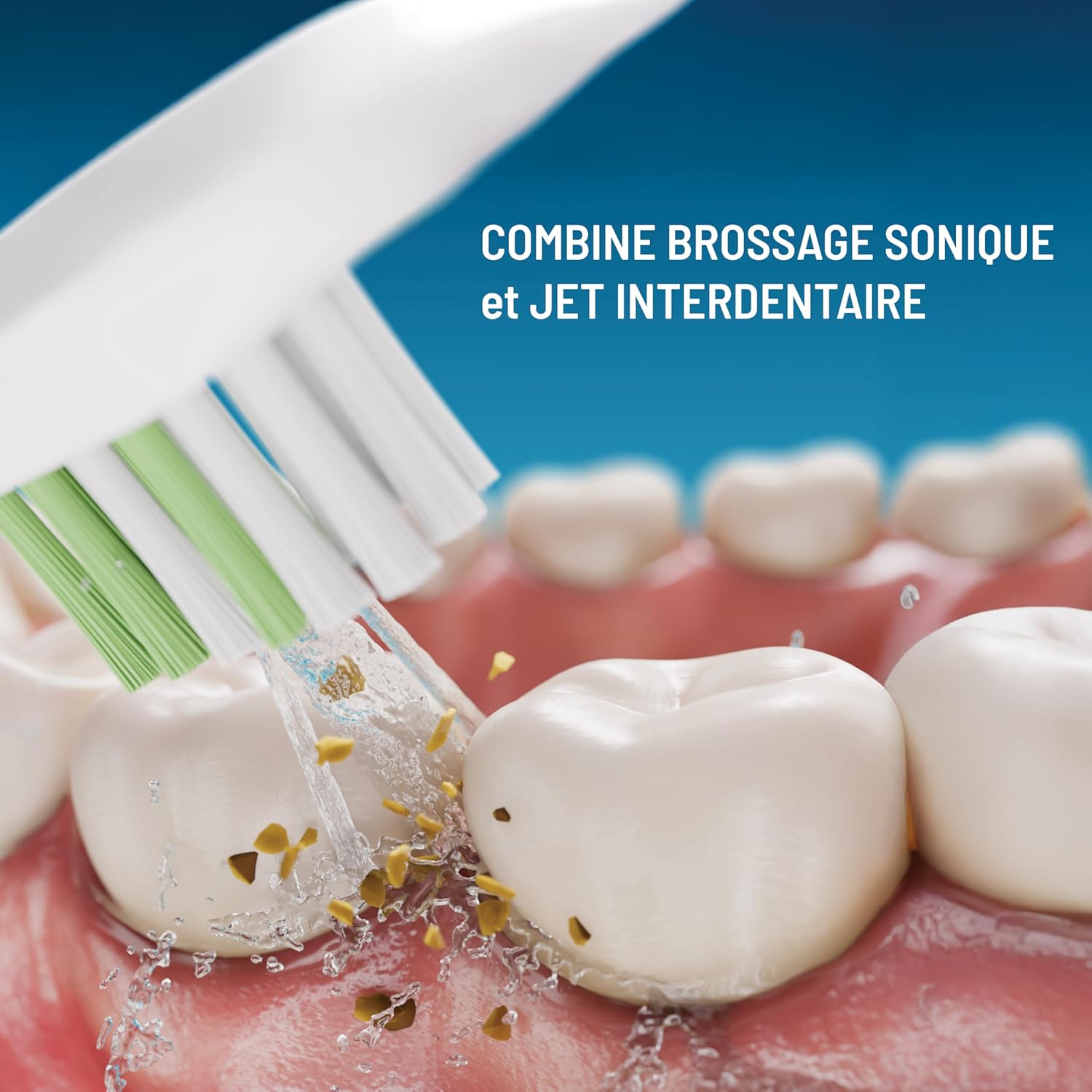 Haepi Julia – Brosse à dents électrique sonique 3-en-1 | Brossage + Jet interdentaire + Nettoyage des gencives | 48 000 vibrations/min | Rechargeable par USB