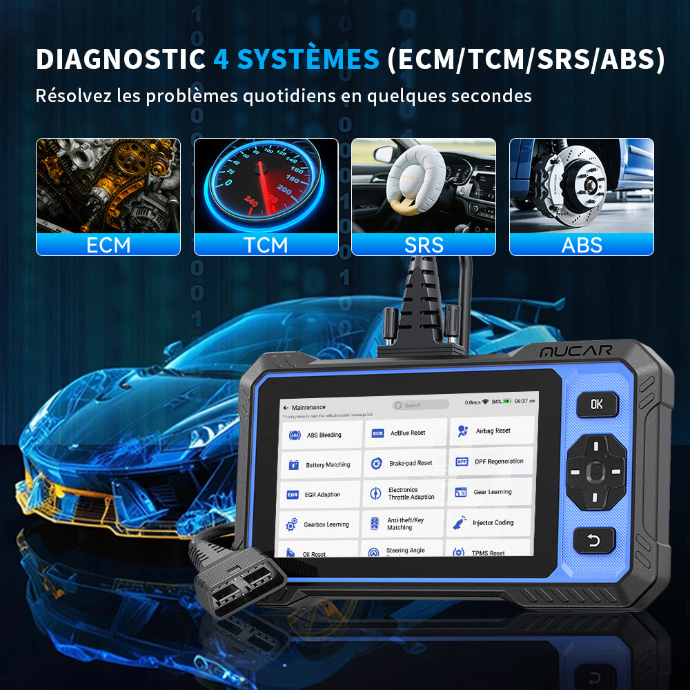 MUCAR 632 Outil de diagnostic OBD2, Scanner OBD2, Outil de diagnostic automobile assisté par IA, Outil d’analyse bidirectionnel automobile