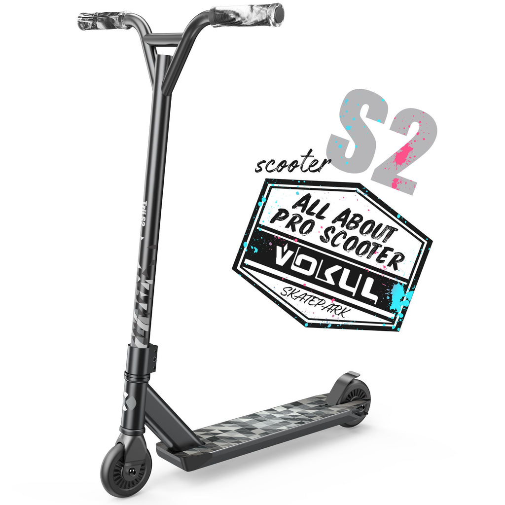 VOKUL S2 Trottinette pro complète pour enfants, garçons, filles et adolescents à partir de 6 ans - Trottinette freestyle pro pour figures et cascades - Cadeau haute performance pour figures en skatepark et dans la rue