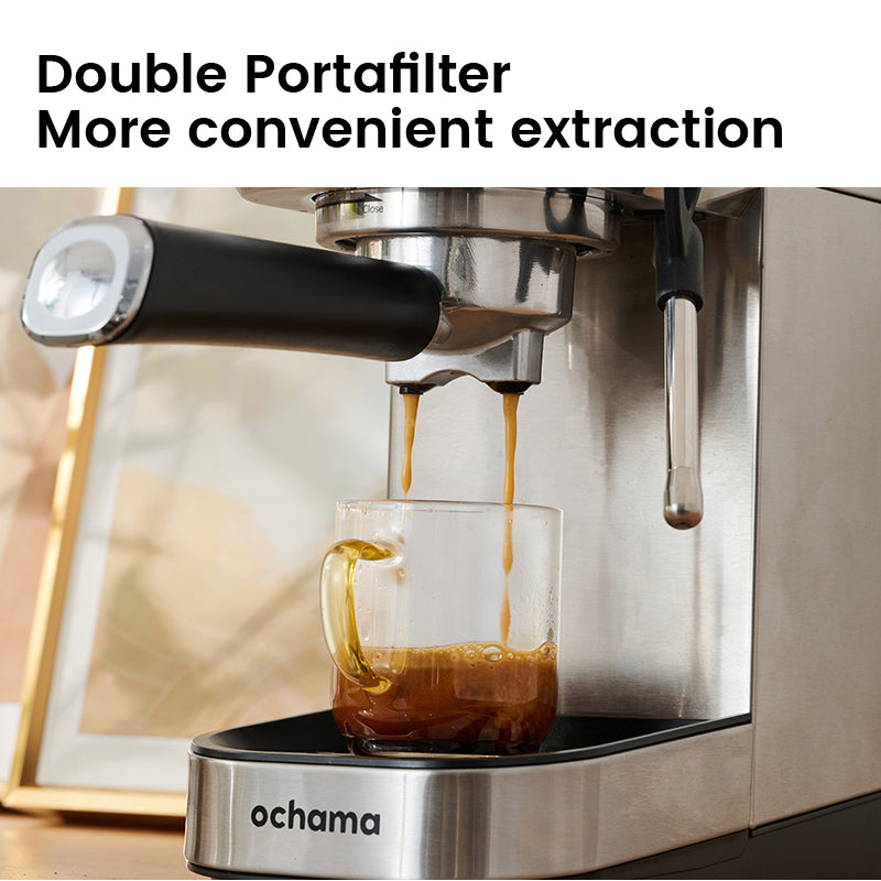 ochama Machine À Espresso Semi‑Automatique, Extraction Haute Pression 20Bar, Réservoir D’eau Amovible 0,9L, Fonction Réchauffage Des Tasses