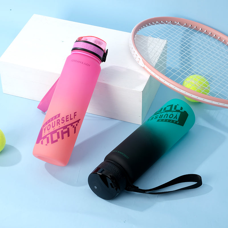 JORDAN & JUDY Gourde de sport en Tritan avec poignée 1000 ml - Rose ombré