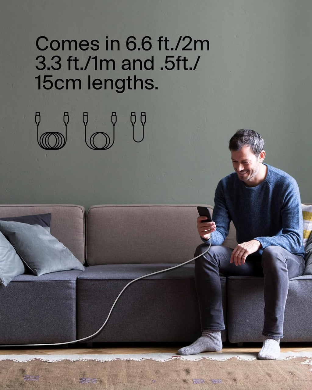 Belkin BoostCharge Câble tressé blanc USB-C vers USB-C - 2 m