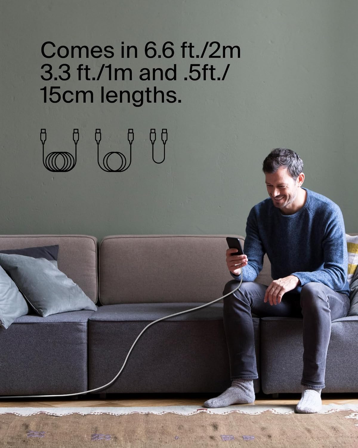 Belkin BoostCharge Câble tressé blanc USB-C vers USB-C - 2 m