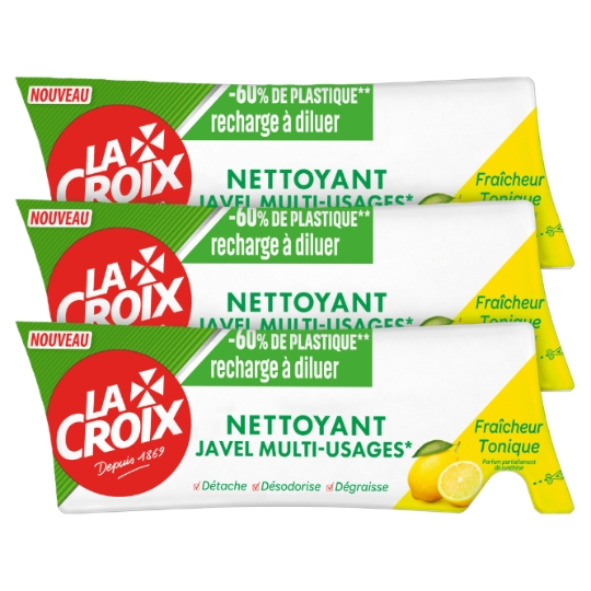 LA CROIX Nettoyant multi-usages à la javel recharge à diluer Fraîcheur Tonique 3 recharges