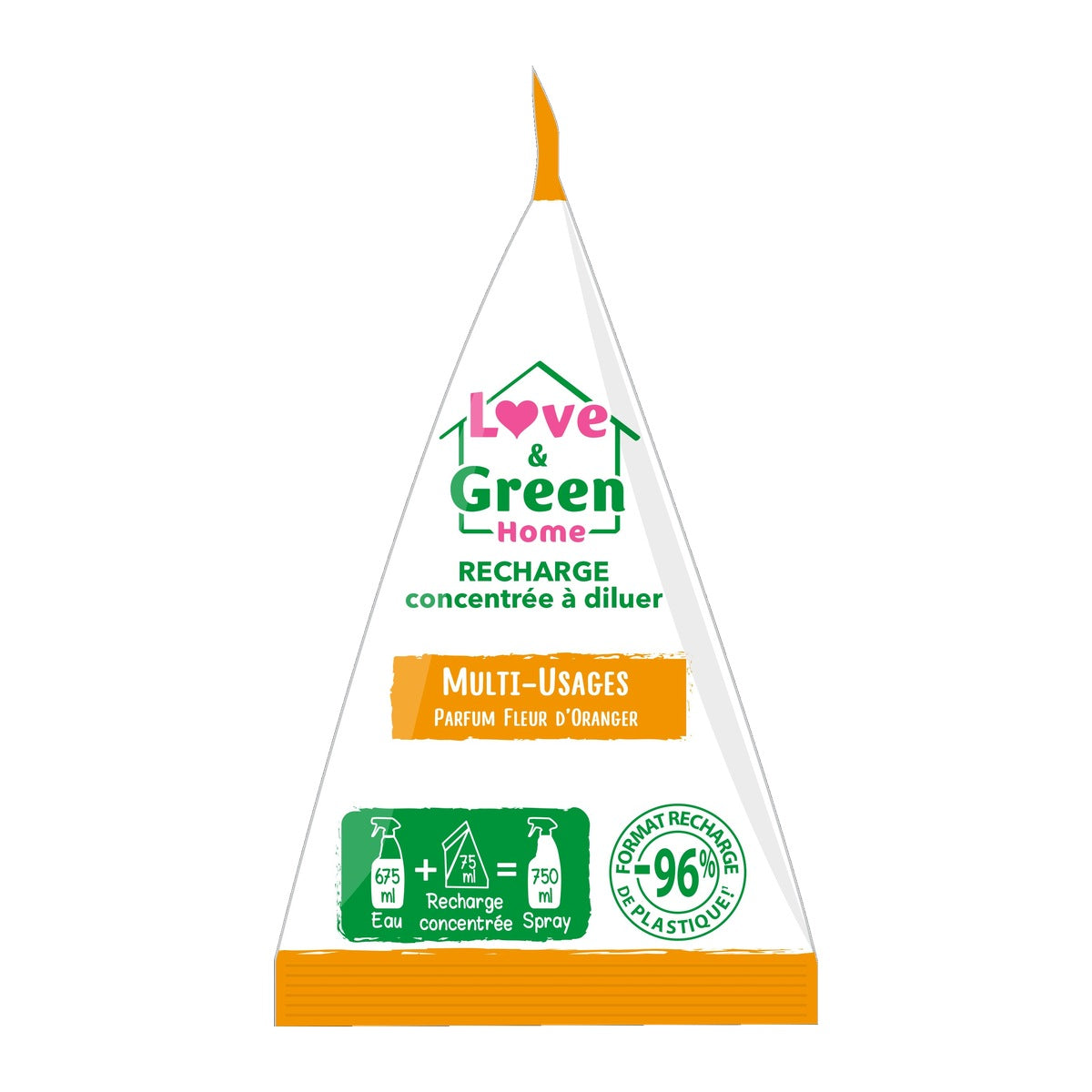 LOVE&GREEN Home Recharge concentrée à diluer de spray multi-usage parfumé Fleur d'Oranger - 75 ml