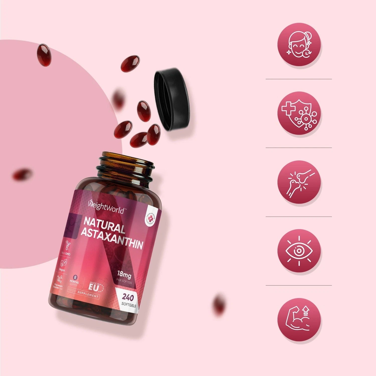 WeightWorld Astaxanthine 18 mg 240 gélules molles