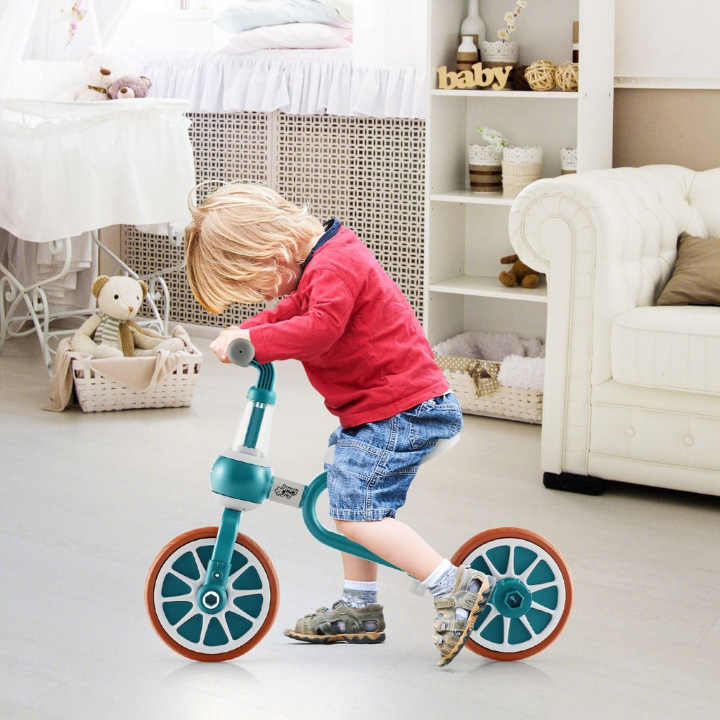 Vélo pour enfants 4-en-1, vélo d'apprentissage avec barre de poussée pour parents, dimensions 37 × 72 × 101 cm, vert