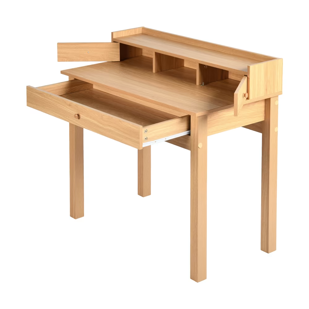 Bureau URBAN MEUBLE avec finition en bois, tiroirs et étagère