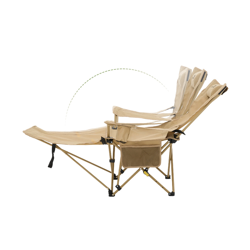 Mobi Garden, Chaise de relaxation pliante confortable pour l'extérieur et la maison, Sable, Réglable à plusieurs angles, Assise large de 56 cm, Capacité de charge élevée, Durable et résistante à l'usure
