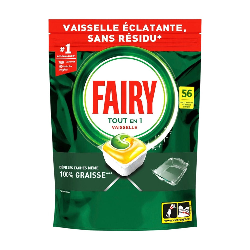 Fairy Tablettes Lave-vaisselle Tout-en-1 Citron 3 x X56 (= 168 Tablettes)