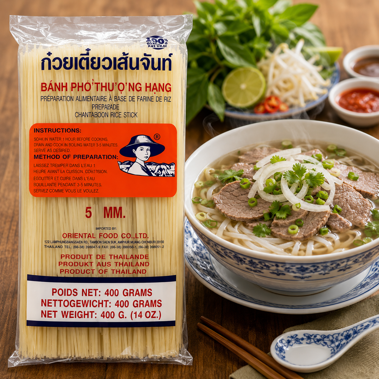 Farmer Brand Nouilles de riz droites 5 mm 400 g