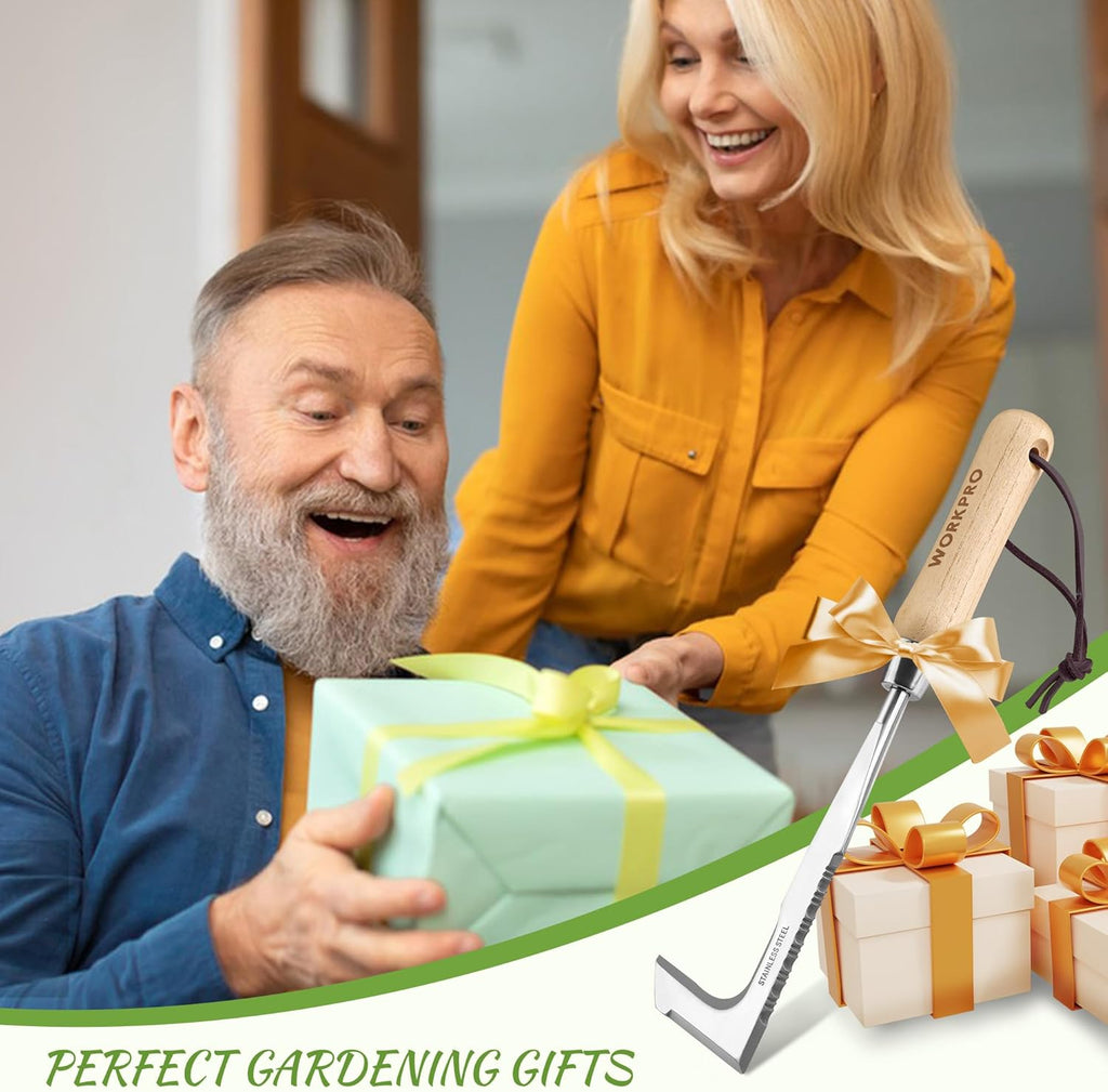 WORKPRO Grattoir à joint, outil de désherbage à bord dentelé avec manche en bois, pour jardinage – 31,5 cm
