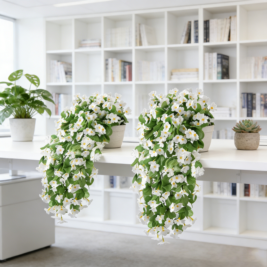 2 Pièces 30,7 in / 78 cm Plantes Artificielles Faux Fleurs Suspendues pour Décoration Extérieure Printemps Été