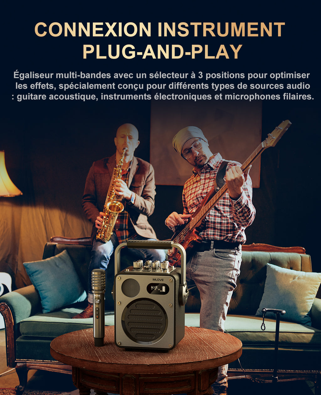 Système de Karaoké Bluetooth Mlove Rangers D4 , Enceinte Portable avec Microphones Sans Fil et Enregistrement Vocal Haute Fidélité