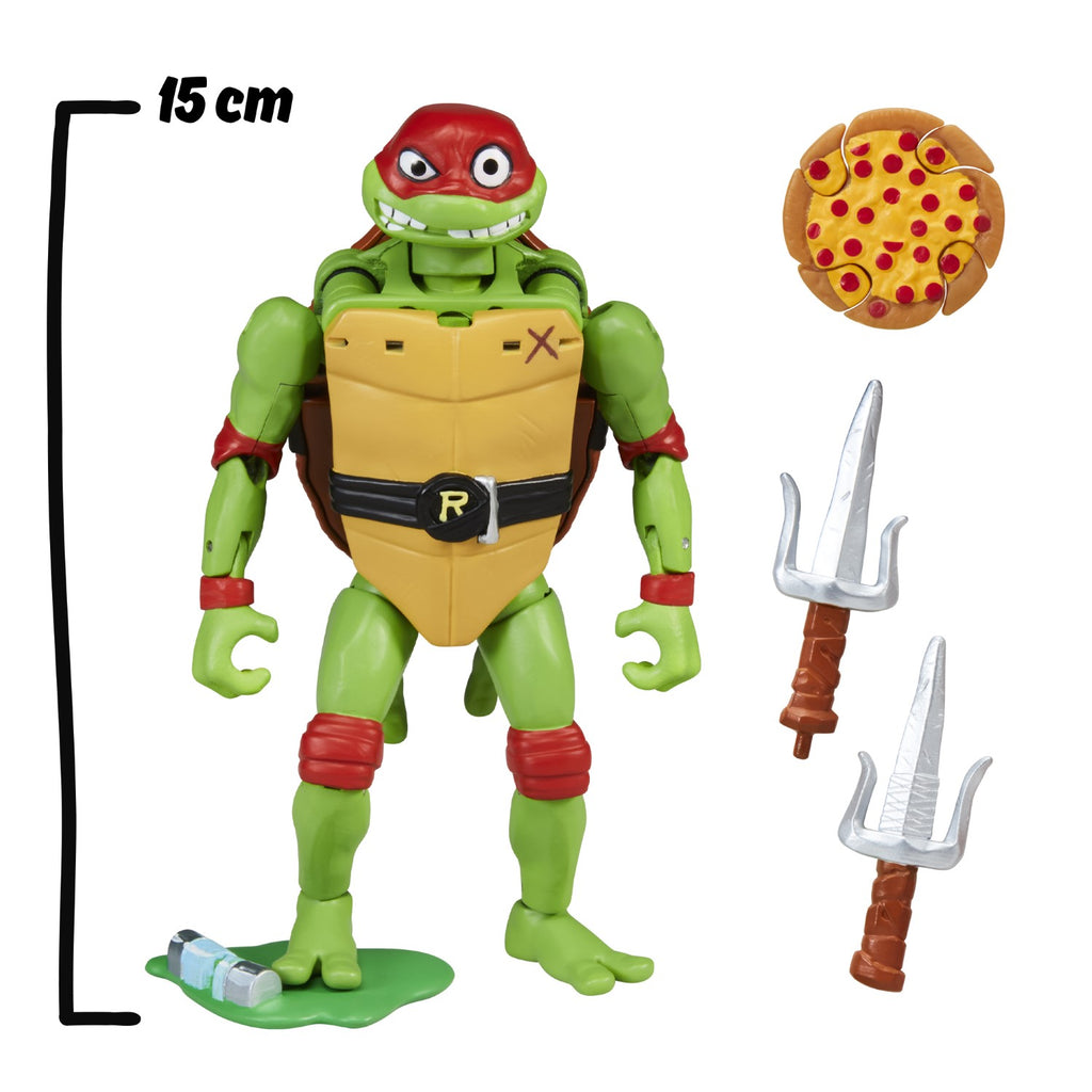Tortues Ninja, 1 Figurine de tortue de luxe 15 cm, Se transforme en tortue, Modèle Raphaël, Pour enfants 4 ans et plus, TU8384