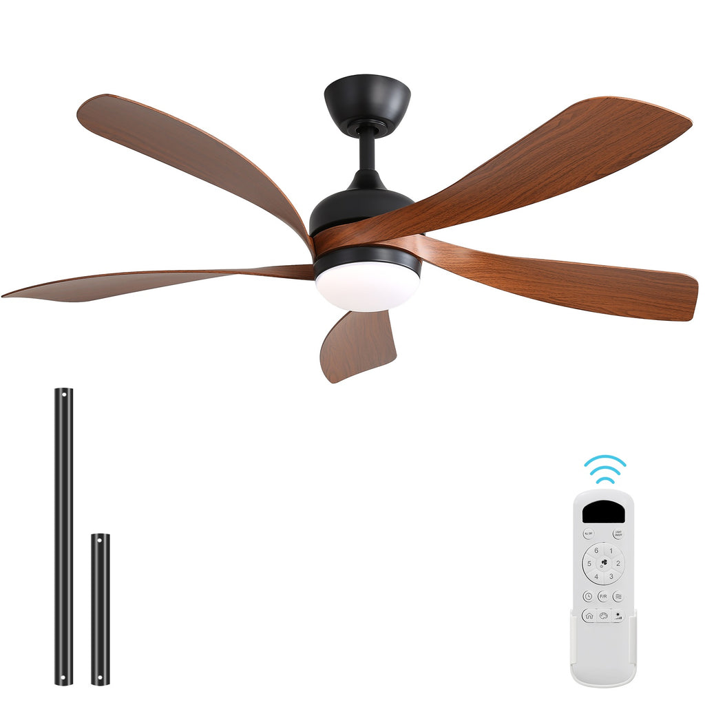 Sofucor 52K096 Ventilateur de plafond à tige de 52 pouces avec pales en ABS marron