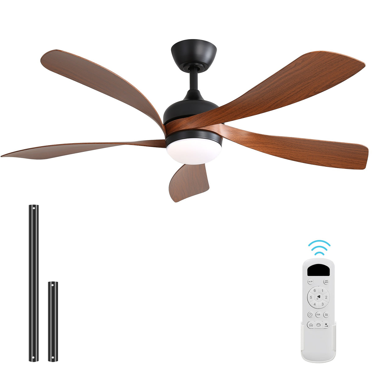 Sofucor 52K096 Ventilateur de plafond à tige de 52 pouces avec pales en ABS marron