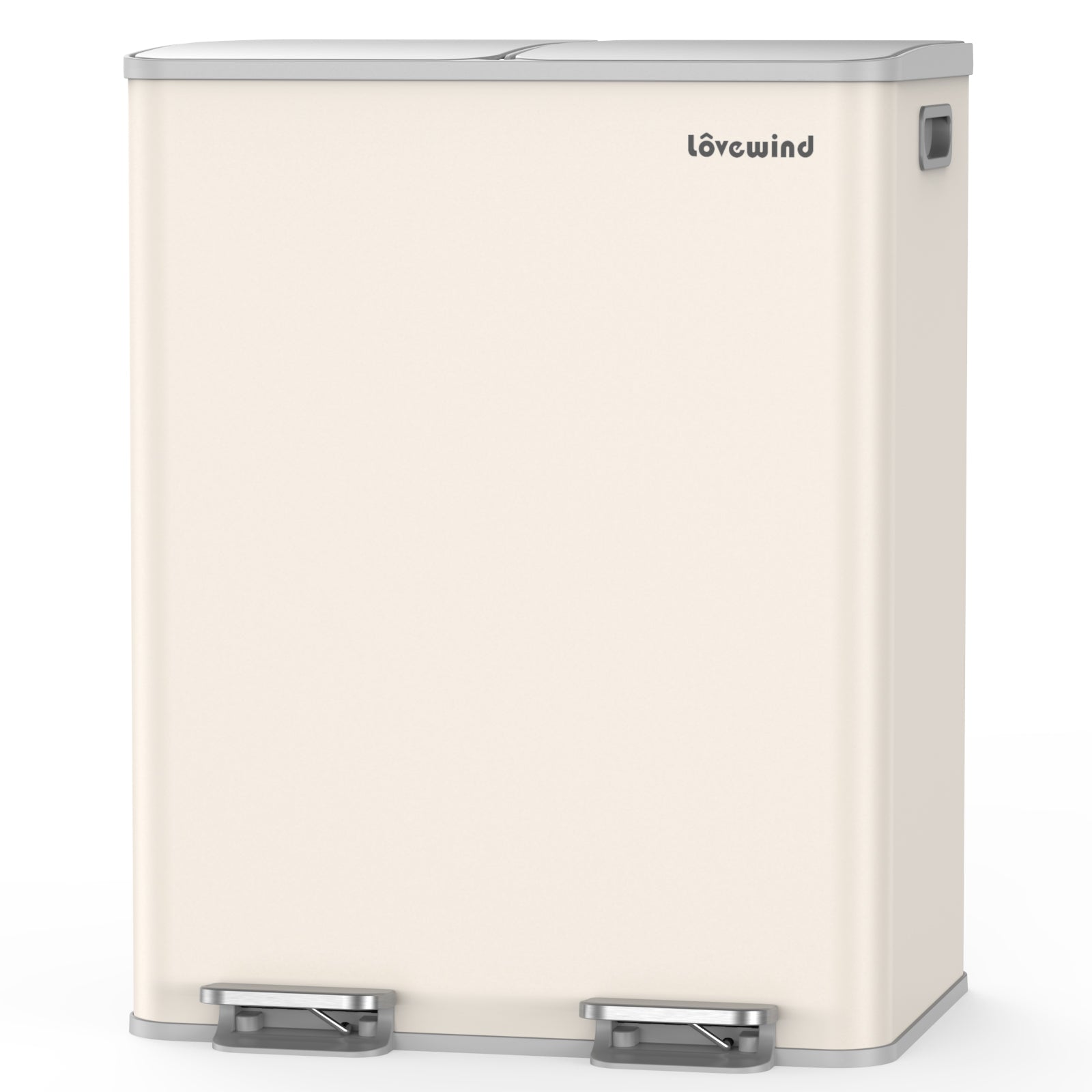 Poubelle de cuisine 60 L (2 x 30 L) en acier inoxydable, poubelle et bac de recyclage combinés avec couvercle à fermeture douce, poubelle à pédale à double compartiment pour recyclage, abricot