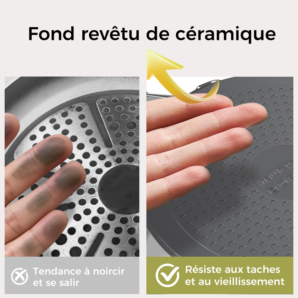 naturepan Poêle Céramique Diamant Titane 20 cm - Revêtement Antiadhésif Sans PTFE/PFOA/PFAS - Poignée Restant Froide - Compatible Induction & Four - Lave-Vaisselle - Blanc Laiteux