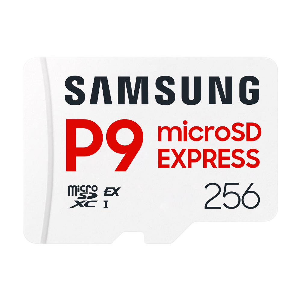 Samsung P9 Express Carte mémoire MicroSDXC 256 Go, U3 V30 A1, PCIe Gen3 x1 NVMe 1.3, jusqu’à 800 Mo/s SD Express, MB-MK256T/WW