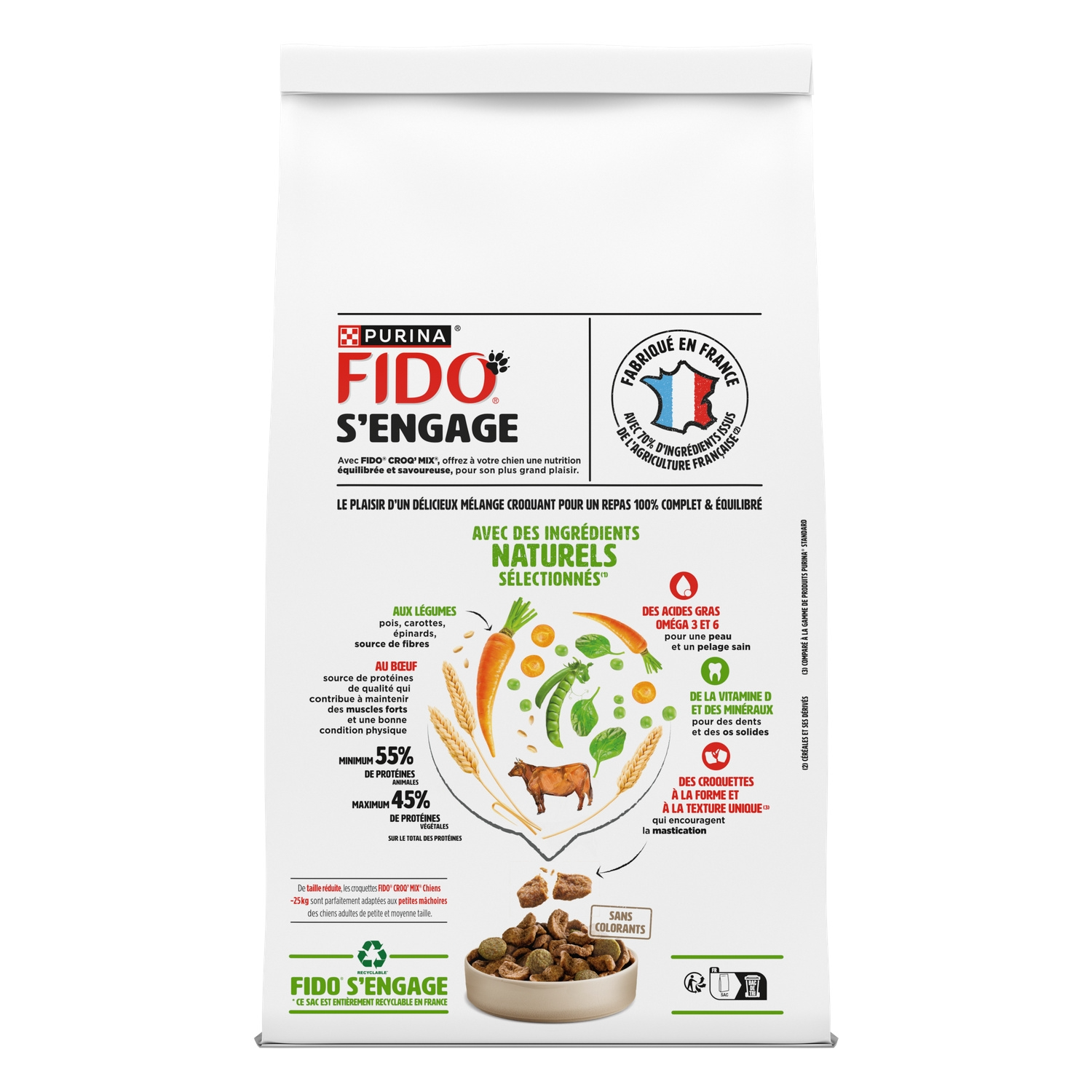 FIDO Croq' Mix Croquettes pour chien adulte bœuf et légumes - 1 kg