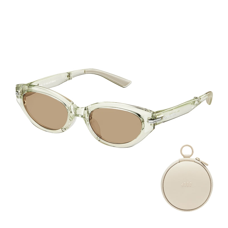 Beneunder FD315-CN204 Lunettes de soleil pliables œil-de-chat, monture couleur thé translucide, verres marron clair