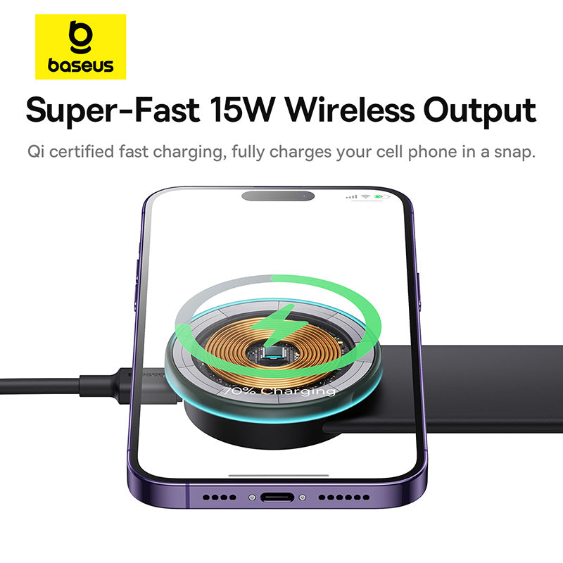 Baseus C02 Pro Support auto avec chargeur sans fil magnétique - Noir Stellaire