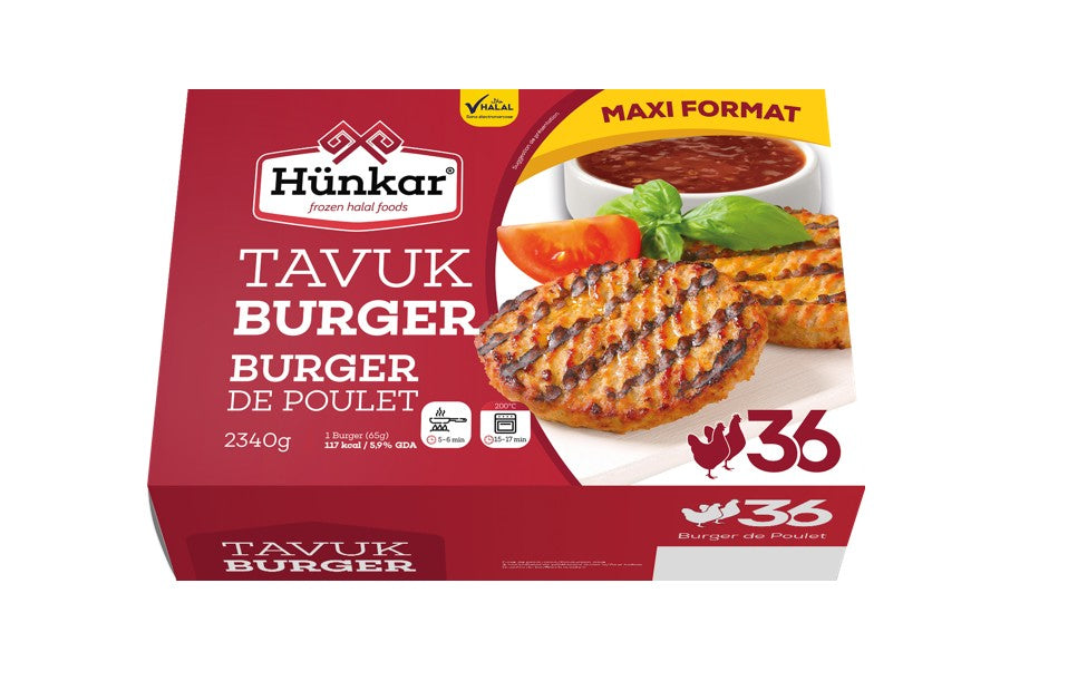 Hünkar Burger de poulet halal x36 2340 g