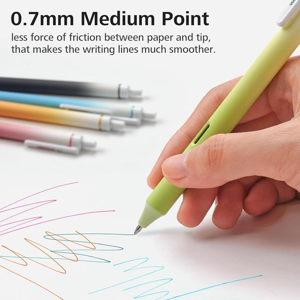 WRITECH Fine Point Lot de 8 stylos rétractables à encre gel multicolores - 0,7 mm