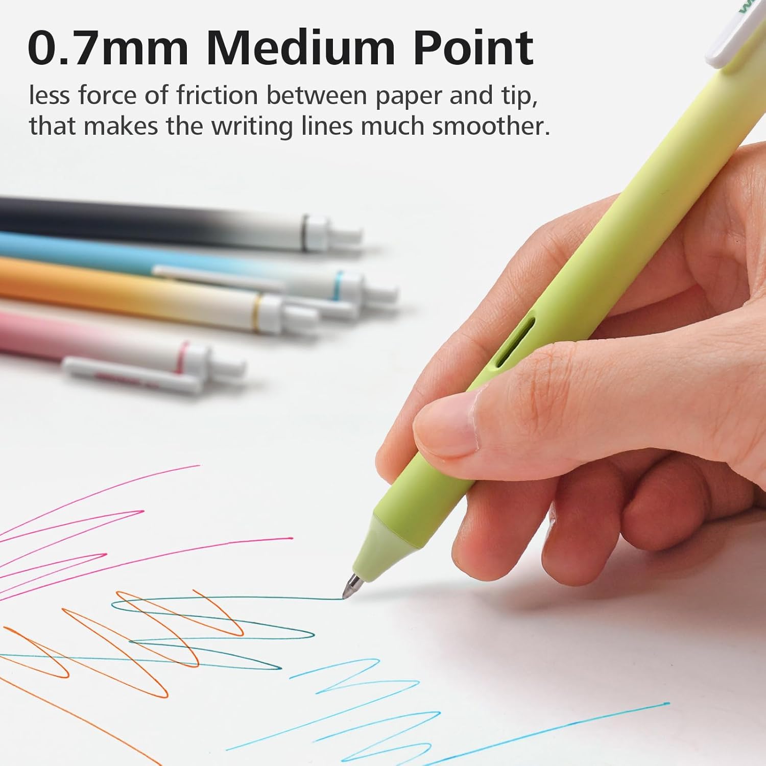 WRITECH Fine Point Lot de 8 stylos rétractables à encre gel multicolores - 0,7 mm