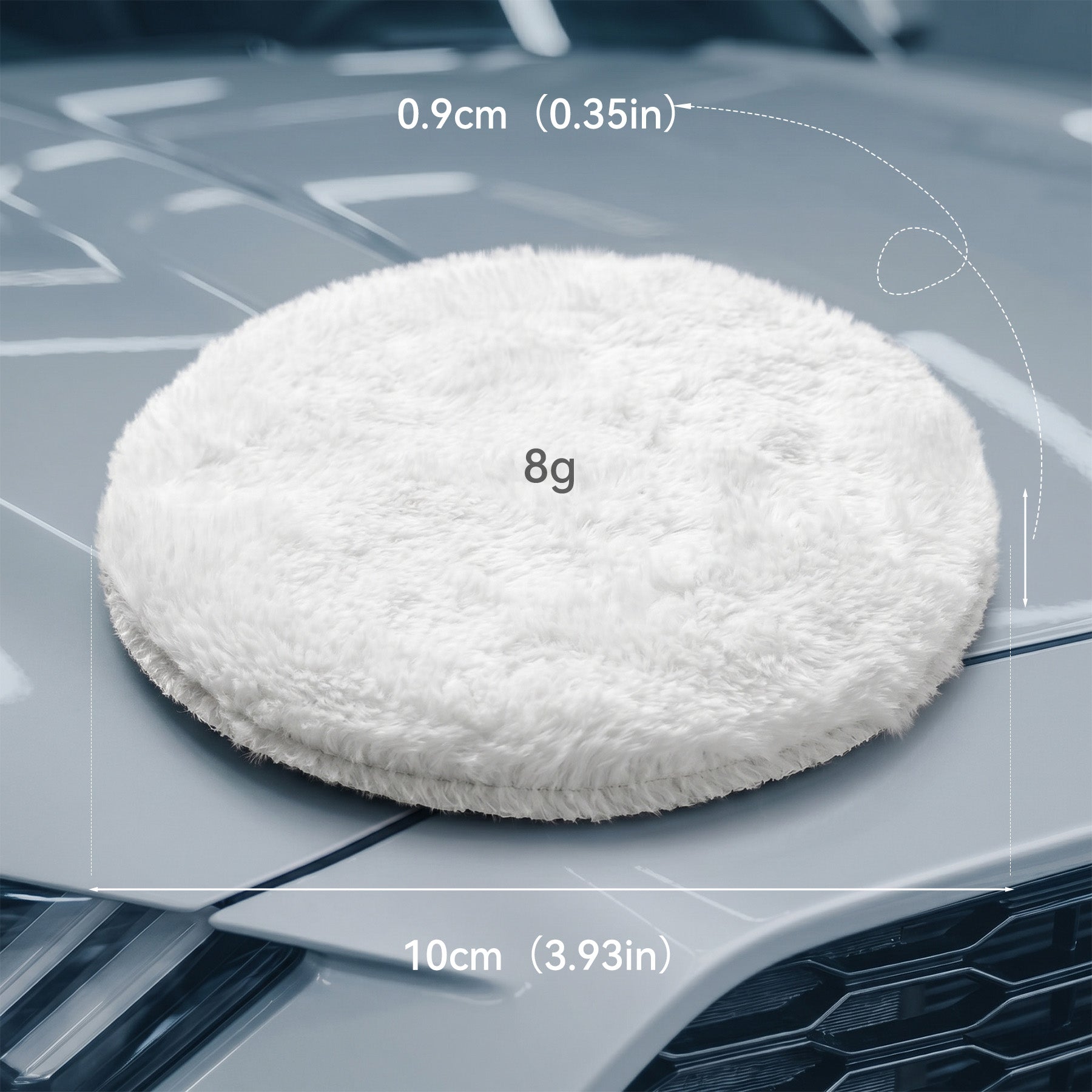 Tampon de polissage en laine synthétique 100 mm avec fixation auto-agrippante, compatible avec ponceuse 10 cm, paquet de 1, parfait pour polissage voiture, phare et sol en liège