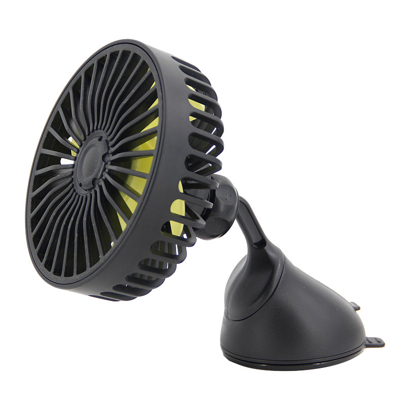 Ventilateur de voiture Hello leiboo rotatif à 360° avec ventouse puissante, alimenté par USB, 5 pales, 3 vitesses réglables, fixation sur tableau de bord ou pare-brise