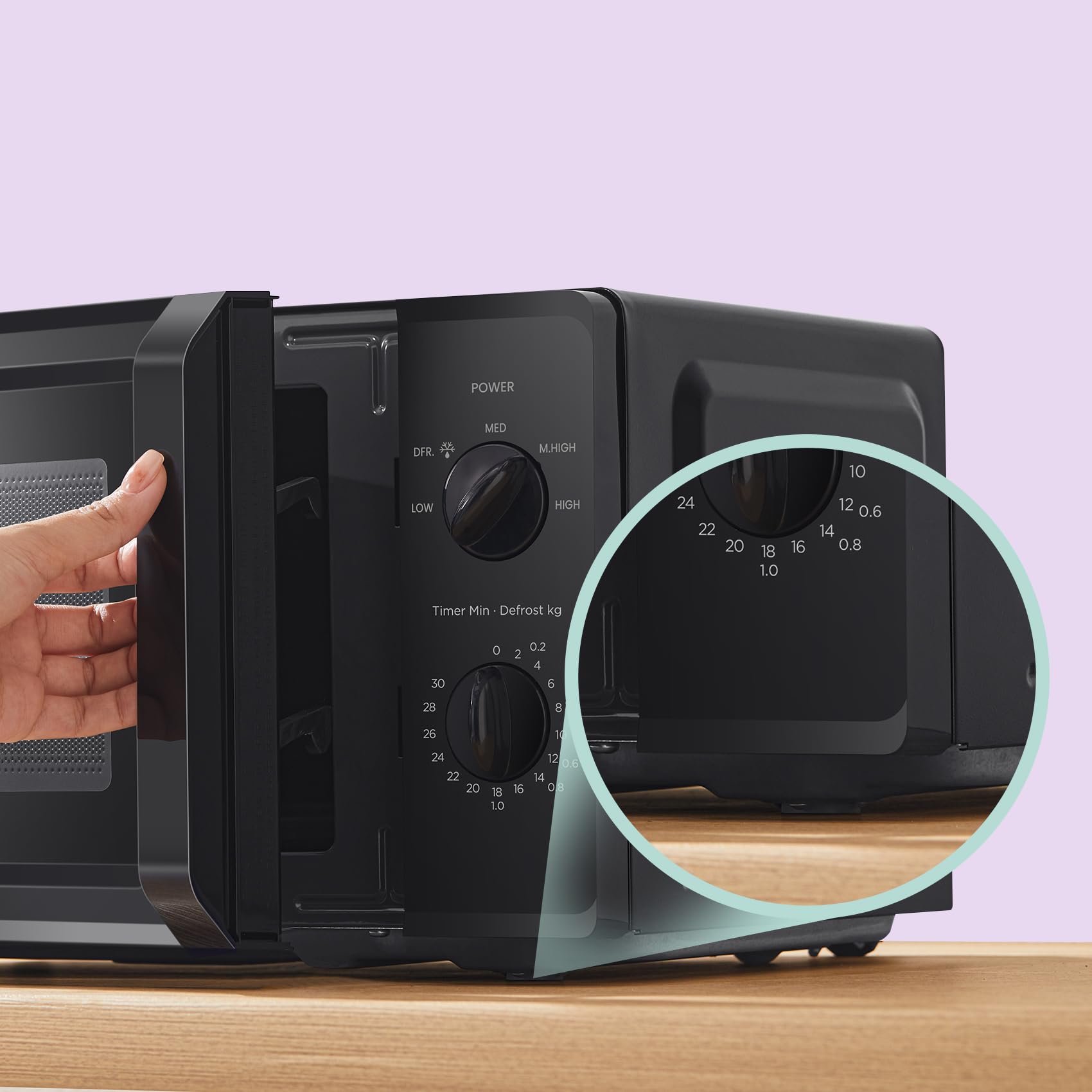 COMFEE Inverter CMO-MP012OC(BK), 700 W de puissance, 5 niveaux de puissance, fonction dégivrant, minuterie 30 min, 19 L, noir