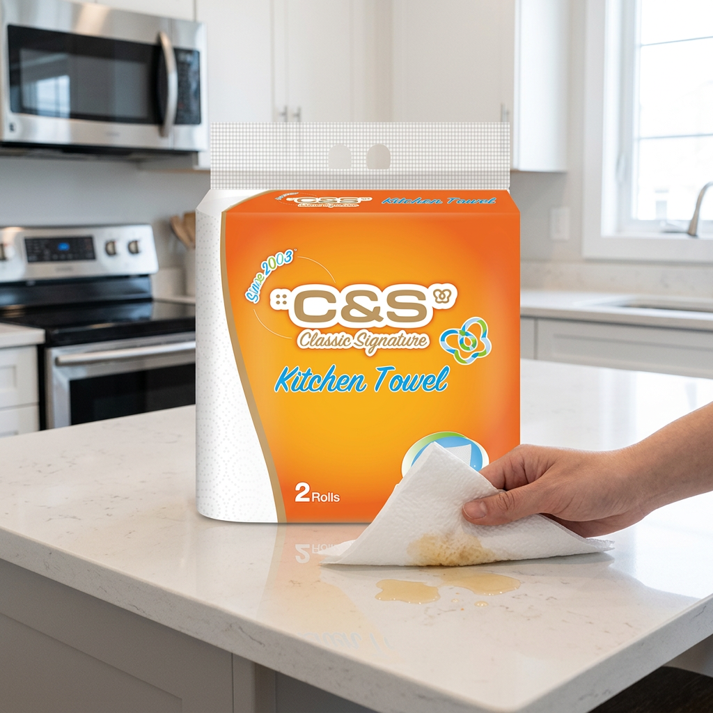 C&S Rouleaux d'essuie-tout, 2 plis, 140 feuilles (70 feuilles * 2 rouleaux), super absorbants, absorbent l'huile, retiennent l'eau, indispensable pour la cuisine