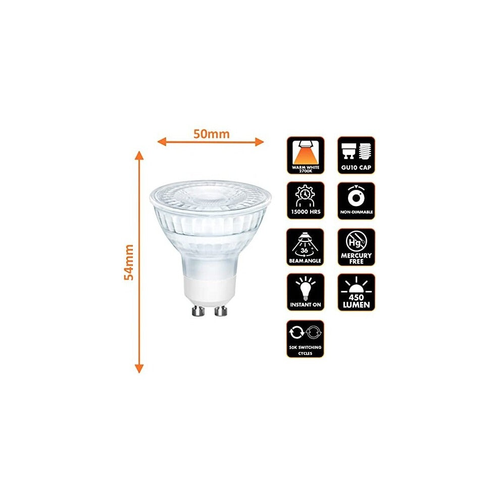 Ampoule GU10 Lot de 3 | PAR16, verre transparent - blanc chaud 2700K 450 l. - Energetic