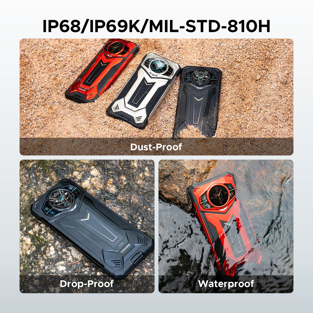 DOOGEE S200 Plus Smartphone Rugged 5G, Dimensity 7300, (16 Go+20 Go)+512 Go avec Écran Arrière Dynamique 1,32" Android 15 Téléphone Rugged, 10100 mAh, Caméra Vision Nocturne 100 MP+20 MP, 6,72", 120 Hz, NFC, Gemini AI Double SIM
