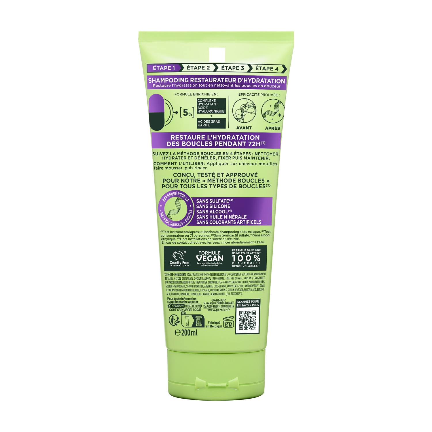 GARNIER FRUCTIS Shampooing hydratant pour boucles - Acide hyaluronique et beurre de karité - 200 ml